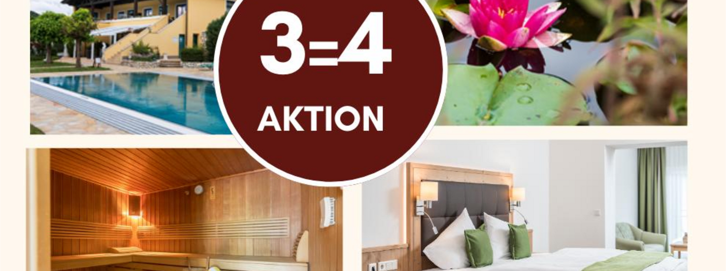 Hotel mit Pool, Sauna, Zimmer und Angebot 3=4 Aktion
