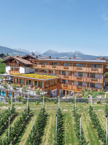 Hotel im Grünen mit Bergblick und Pool umgeben von Weinbergen