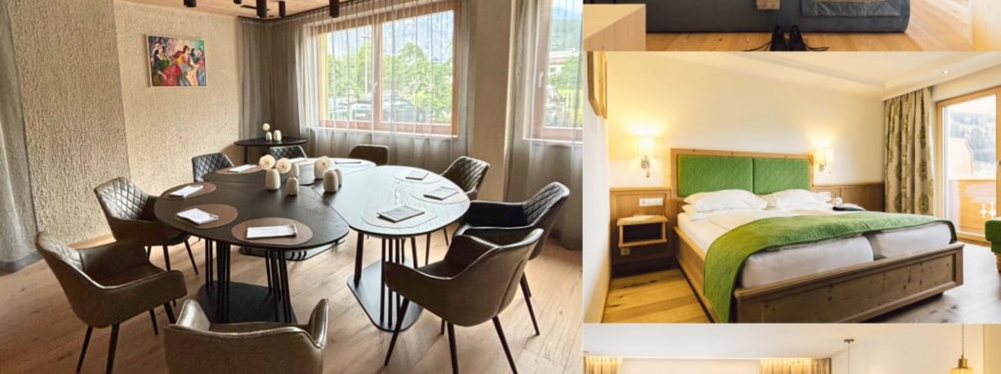 Innenräume mit modernen Sitz- und Schlafbereichen in Hotelzimmern
