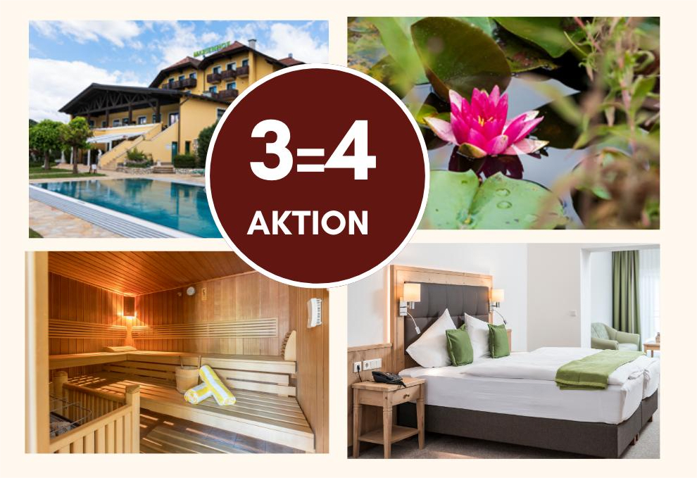 Special offer 4=3 Hotel mit Pool, Sauna, Zimmer und Angebot 3=4 Aktion